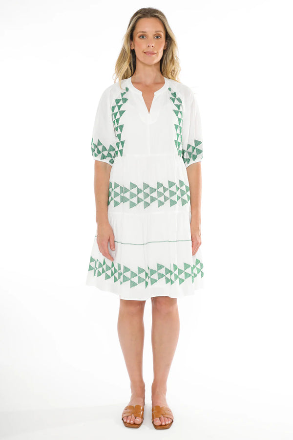 jump triangle stitch dress white/green 576J5035A