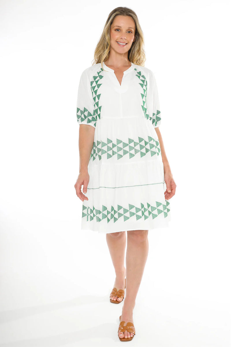 jump triangle stitch dress white/green 576J5035A