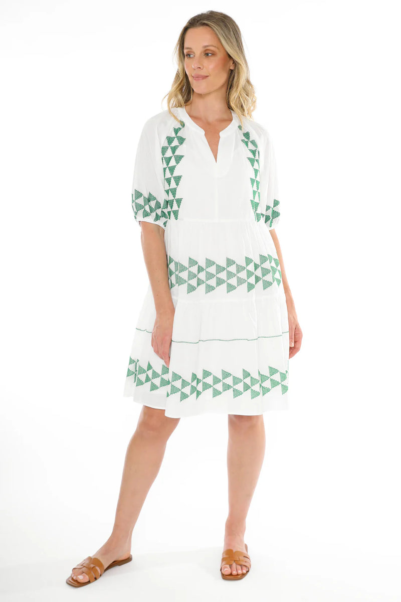 jump triangle stitch dress white/green 576J5035A