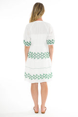 jump triangle stitch dress white/green 576J5035A