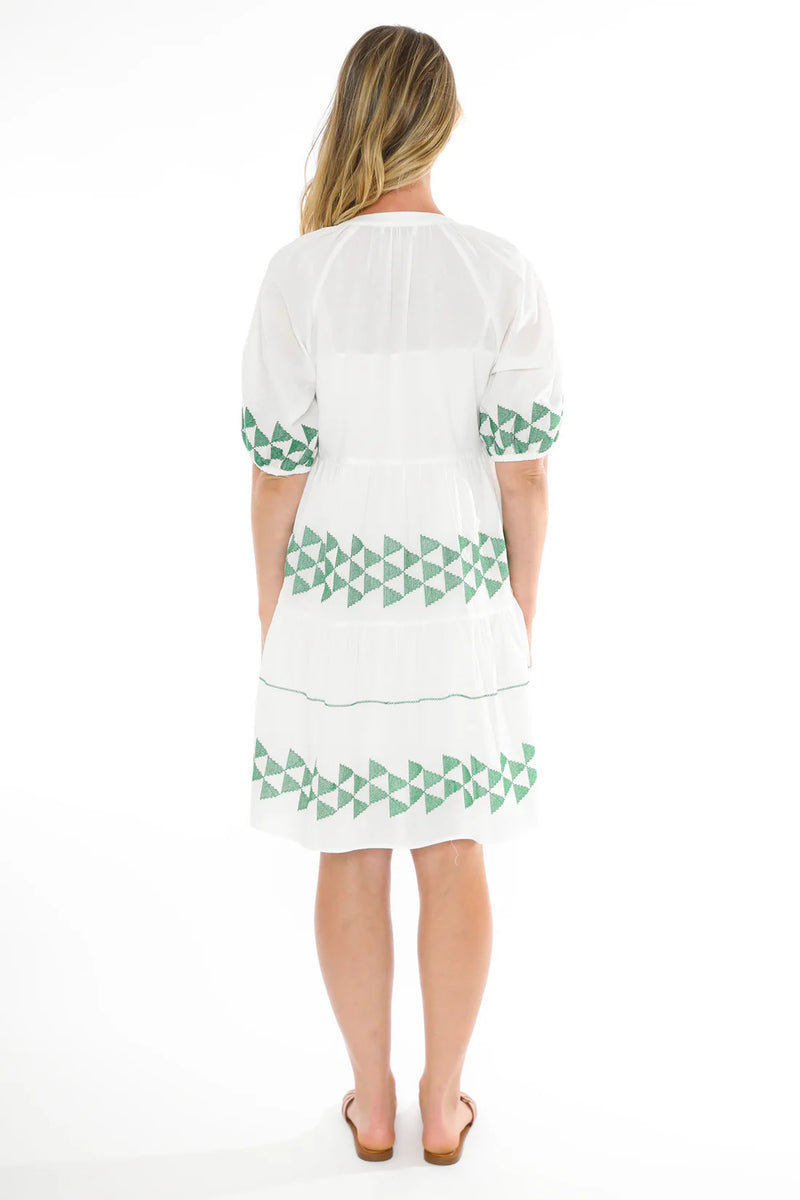 jump triangle stitch dress white/green 576J5035A