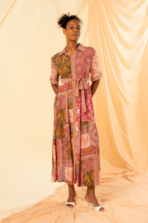 kachel sophia tiered maxi shirt dress multicolour 575KA001